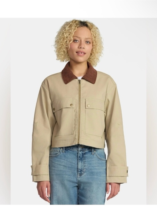 No Boundaries Jackets & Blazers - No Boundaries Cropped Canvas Jacket Corduroy Collar.